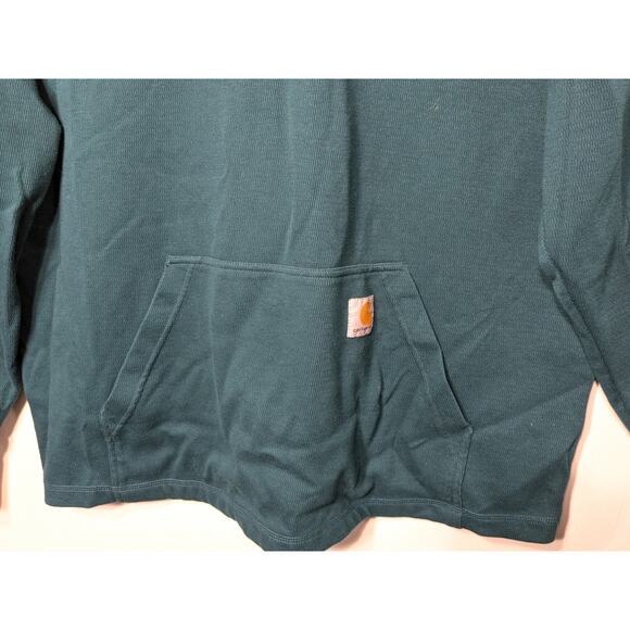 Carhartt 1/4 Zip Relaxed Fit Pullover Kangaroo Pocket Sweater Teal Blue Green XL - Picture 3 of 8